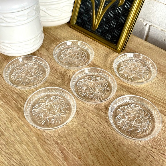 Set of Six Vintage Crystal Coasters - Picture 1 of 5